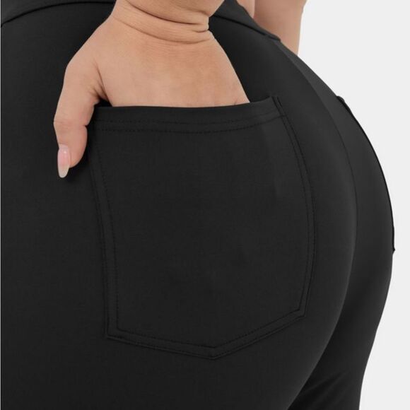 NWT Halara Women's High Waisted Button Multiple Pockets black Casual Pants P1 - Picture 5 of 6